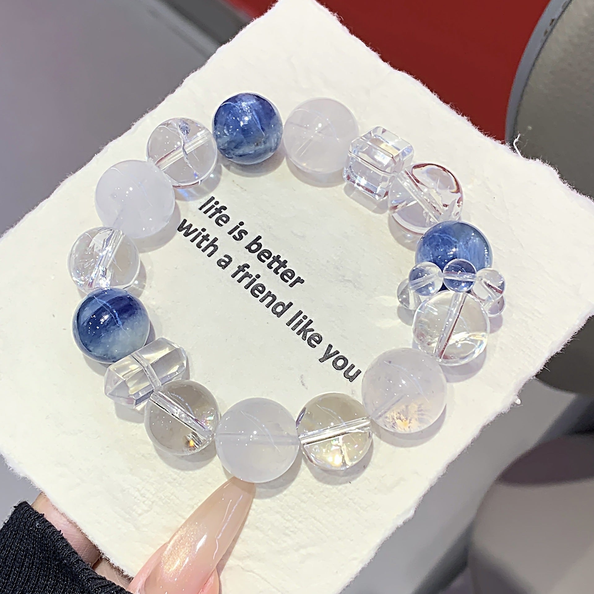 Natural Crystal Dragon Scale Blue Crystal Bracelet Fashion Original Design White Ghost Bracelet Natural Crystal Bracelet