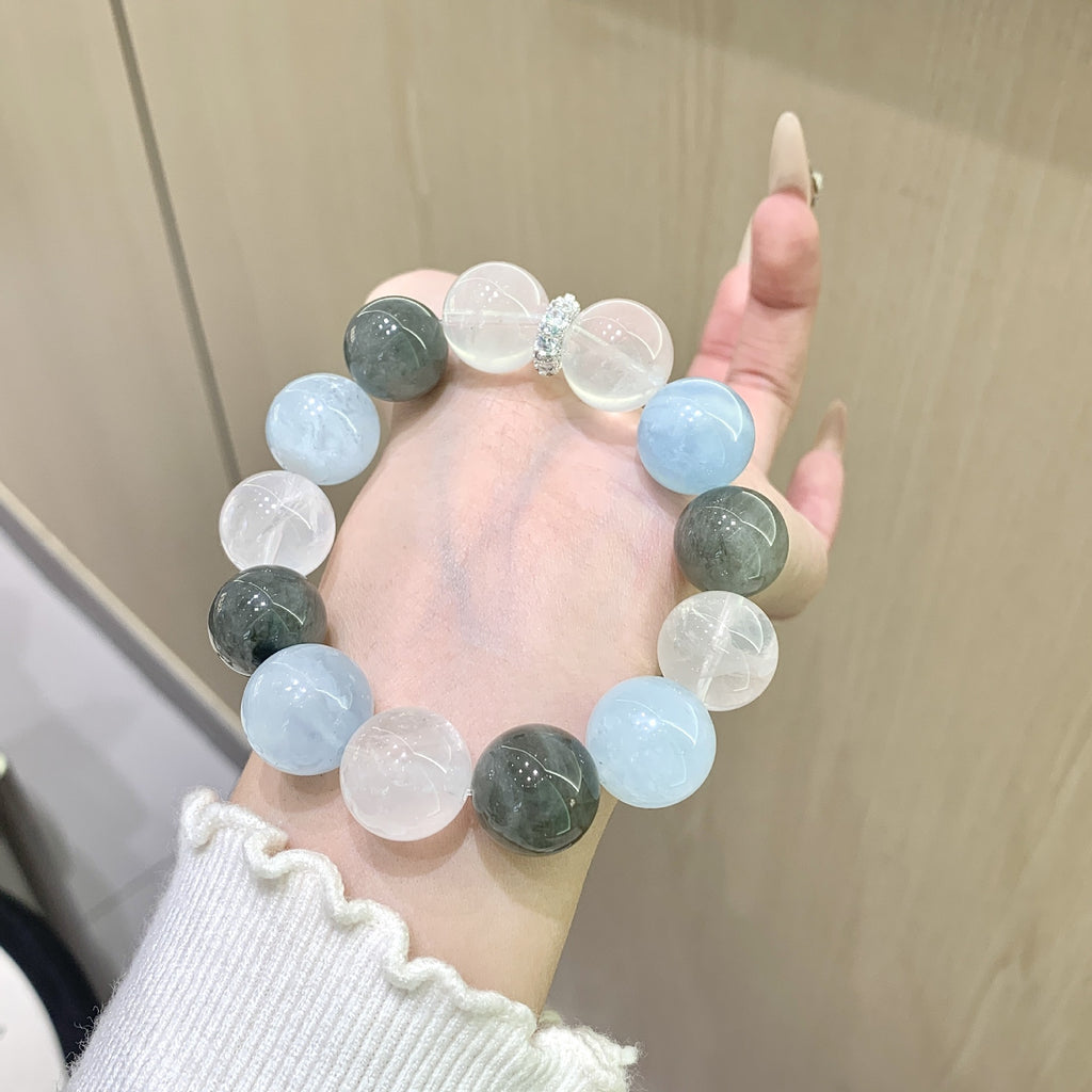 Sweet and Fresh Beaded Bracelet diy Handmade Beaded Niche Crystal Bracelet Natural Aquamarine Crystal Bracelet