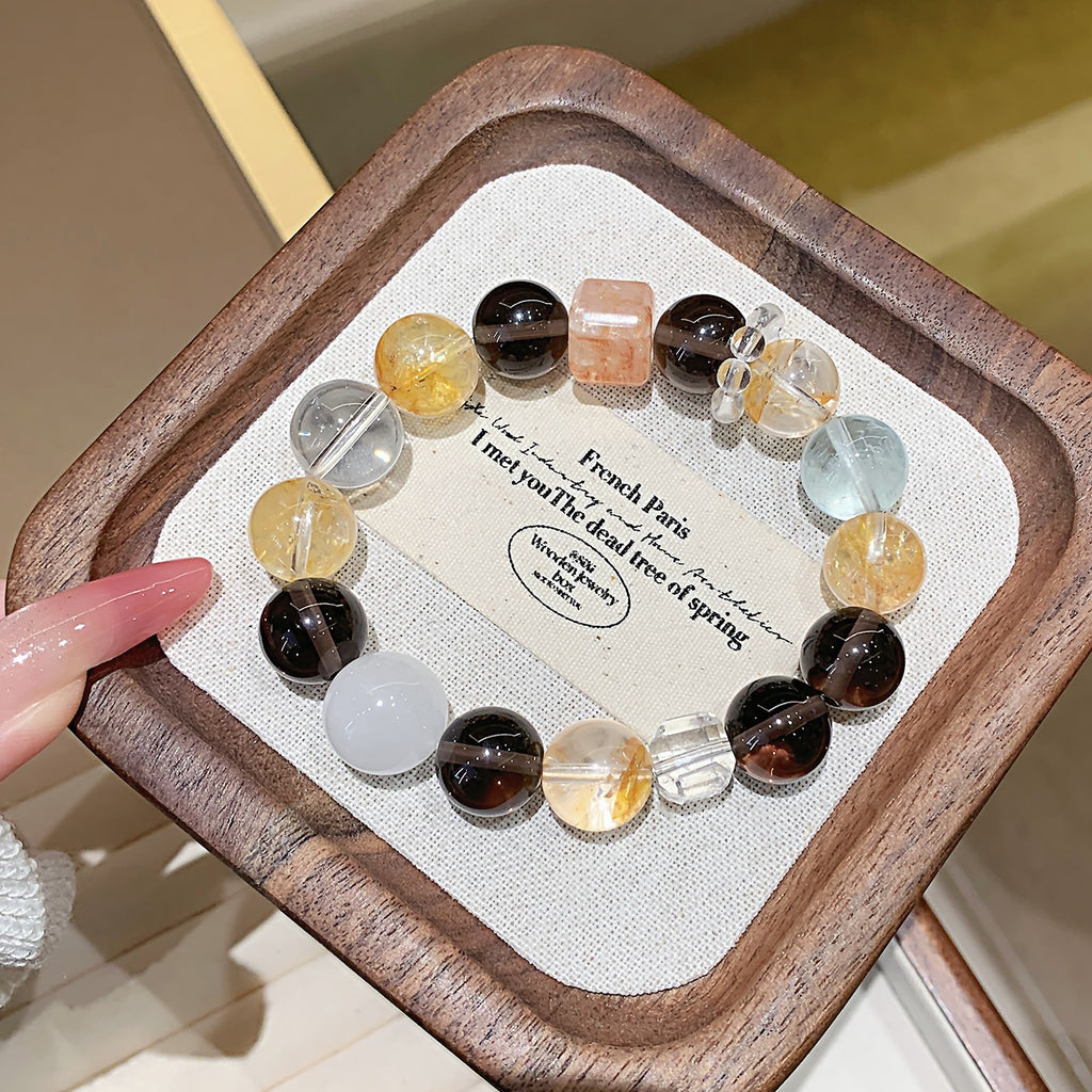 Natural Crystal Bracelet Jewelry Original Design Multi-Gem Crystal Bracelet with a Sense of Sophistication Yellow Gum Flower Bracelet Crystal