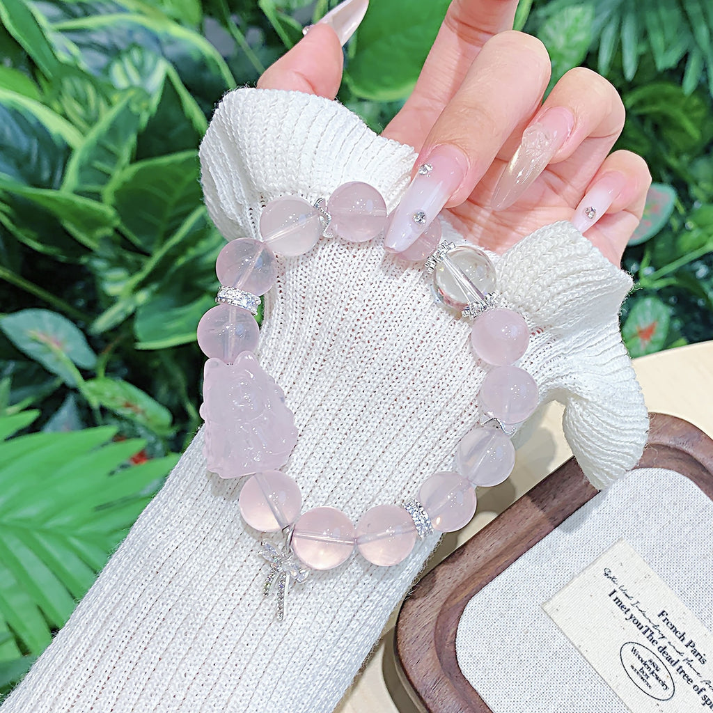 Natural Pink Crystal Bracelet Luxury High-End Bracelet Rose Quartz Bracelet Best Friend Gift Pink Crystal Bracelet diy