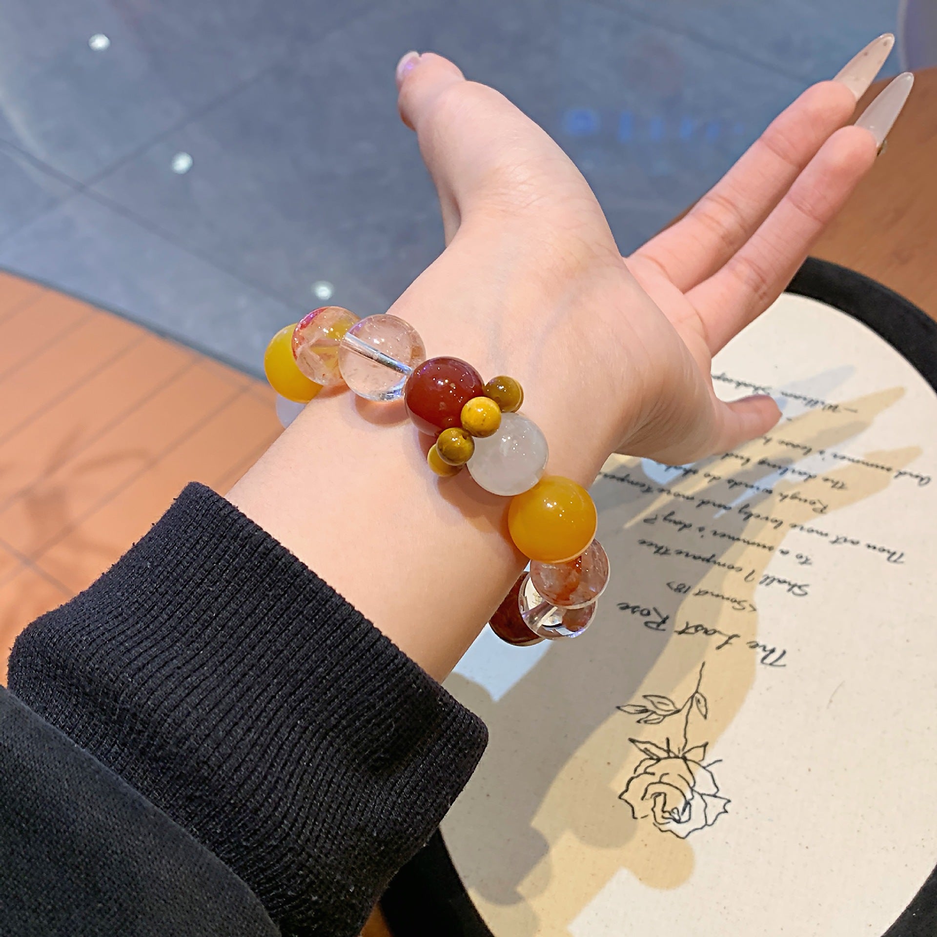 Original Natural Red Gum Flower Bracelet Natural Crystal Bracelet Original Design Jewelry Natural Crystal Bracelet Wholesale