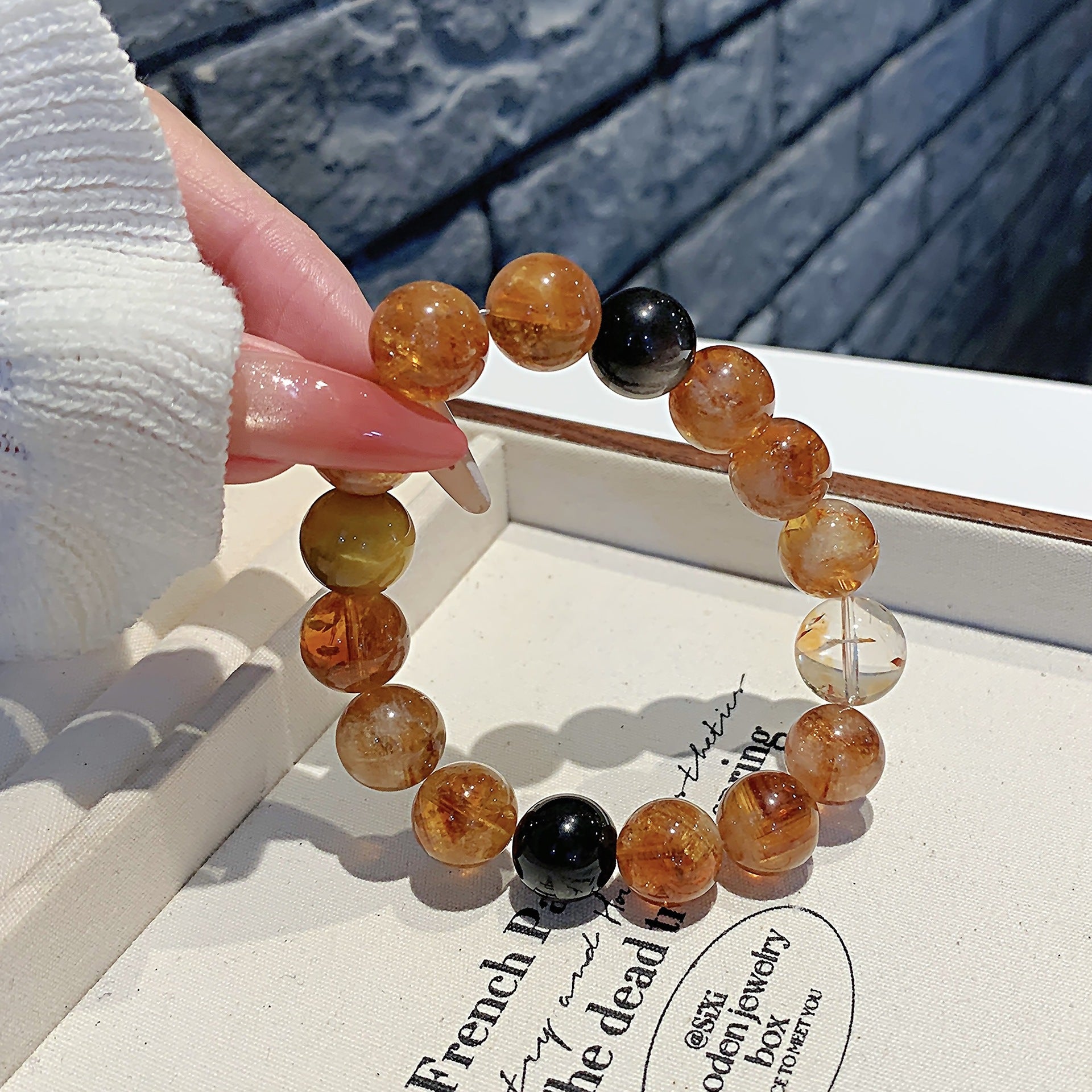 Natural Yellow Pagoda Crystal Bracelet Light Luxury Style Versatile Niche Bracelet Original Bracelet diy Night Market Stall Crystal Beads