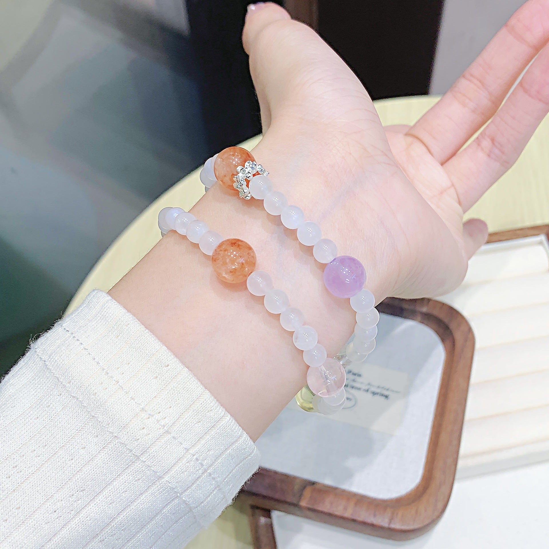 Cross-border Hot-Selling Jewelry Bracelet Red Rubber Flower Crystal Bracelet diy Jewelry for Women, Light Luxury Style, High-End Handmade