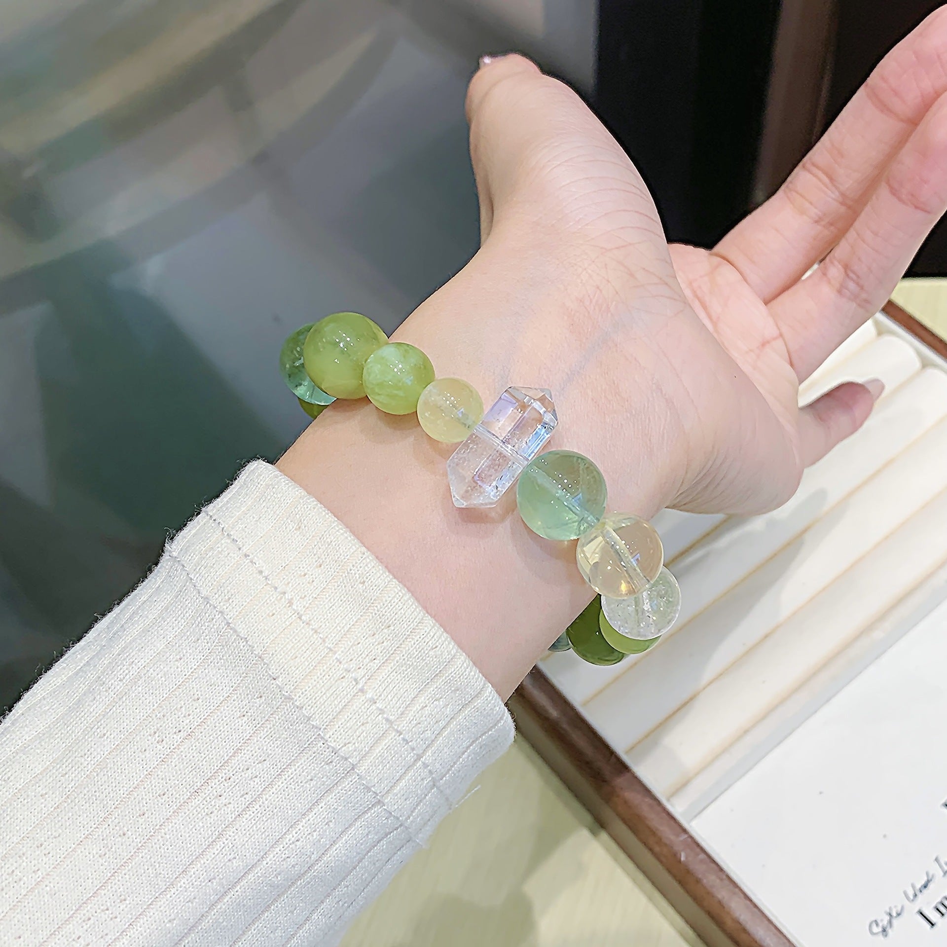 Natural Green Fluorite Single Circle Bracelet Fashion Original Design Women's Bracelet Ketang Wholesale Jewelry Crystal Hand Accessories
