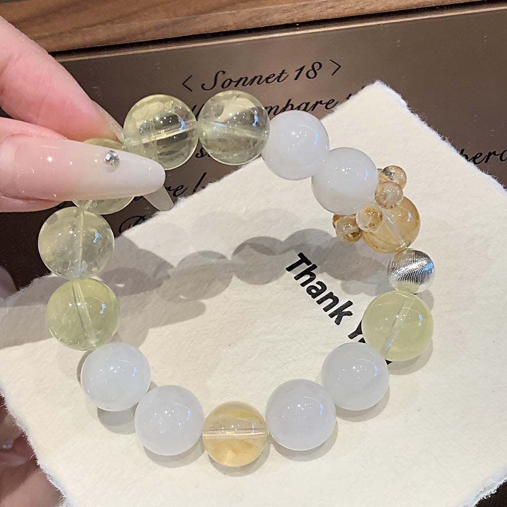 Original Multi-Treasure Natural Lemon Quartz Hand Jewelry String High-end Cool White Moonlight Bracelet Lemon Crystal Bracelet