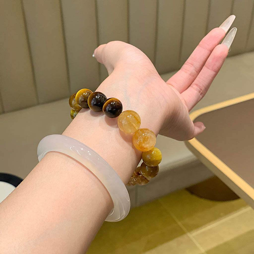 Natural Crystal Bracelet Jewelry Rifu Rifu Yellow Tiger Eye Birthday Gift for Men and Women Yellow Tiger Eye Crystal Bracelet