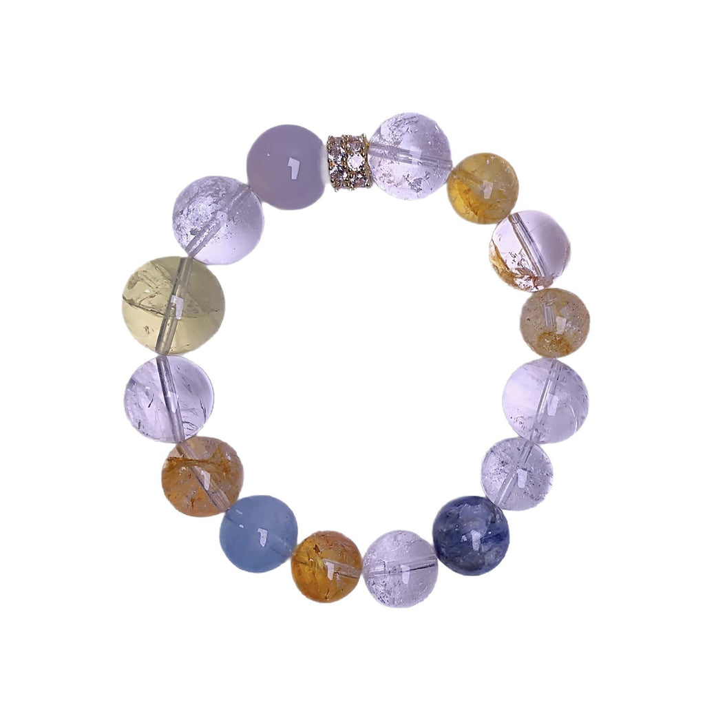White Ase Crystal Bracelet Blue Crystal Yellow Gum Flower Women's Multi-Gem Rainbow Candy Color Single Circle Bracelet Crystal Bracelet