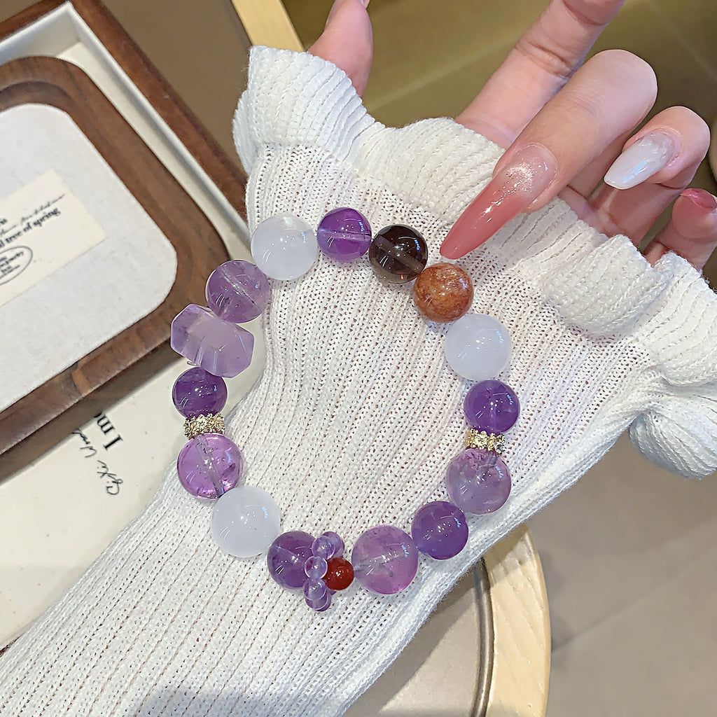 Natural Amethyst Bracelet for Women Good Luck Bracelet for Passing the Graduate Exam Dreamy Lavender Amethyst Bracelet Gift for Wealth Attraction
