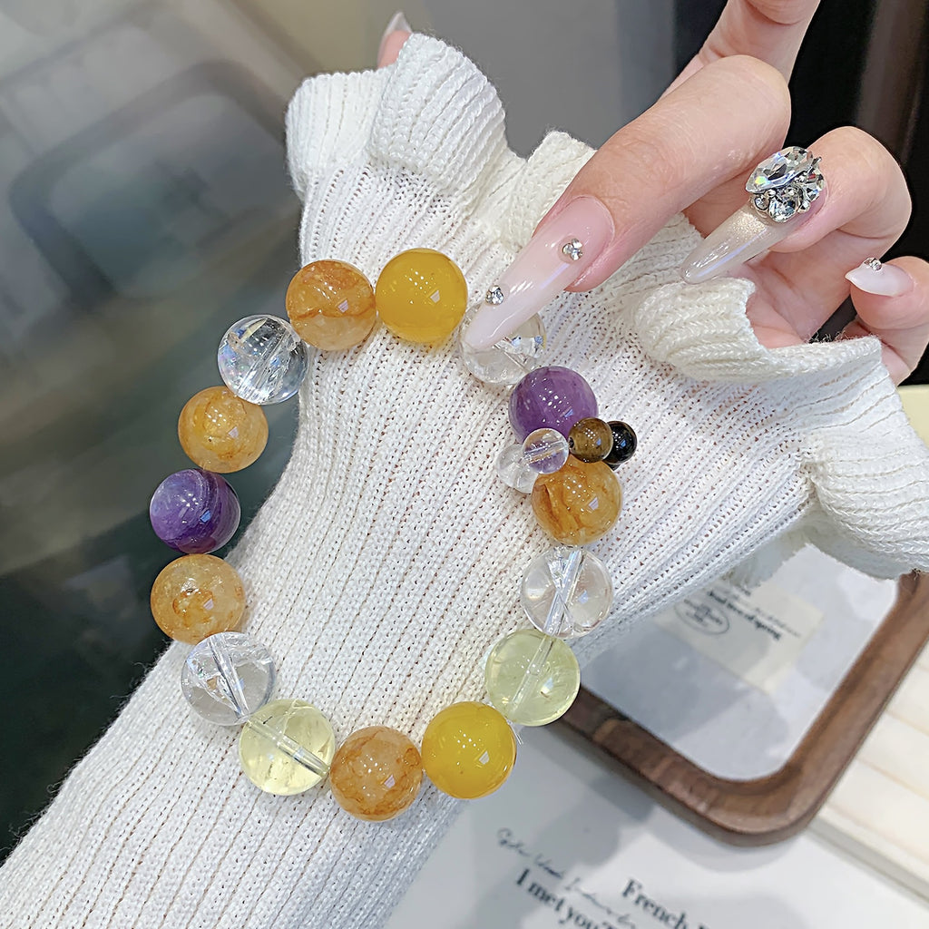 Original Crystal Bracelet for Women Pure Natural Light Luxury Exquisite Multi-Gem Crystal Bracelet Bestseller Yellow Gum Flower Crystal Bracelet