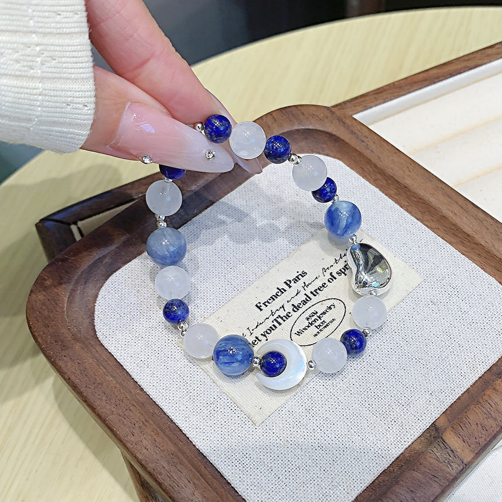 Original Design Blue Crystal Bracelet diy Deep Blue Ocean Heart Moisturizer Cross-border Hot Item Natural Crystal Bracelet