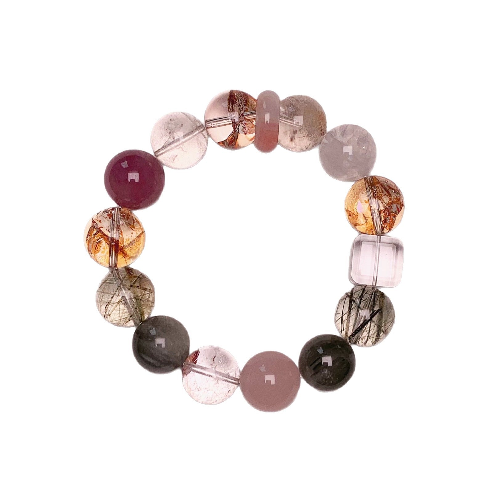 Natural White Phantom with Gold Leaf Glue Flowers White Ghost DIY Single Loop Bracelet Factory Wholesale Crystal Bracelet