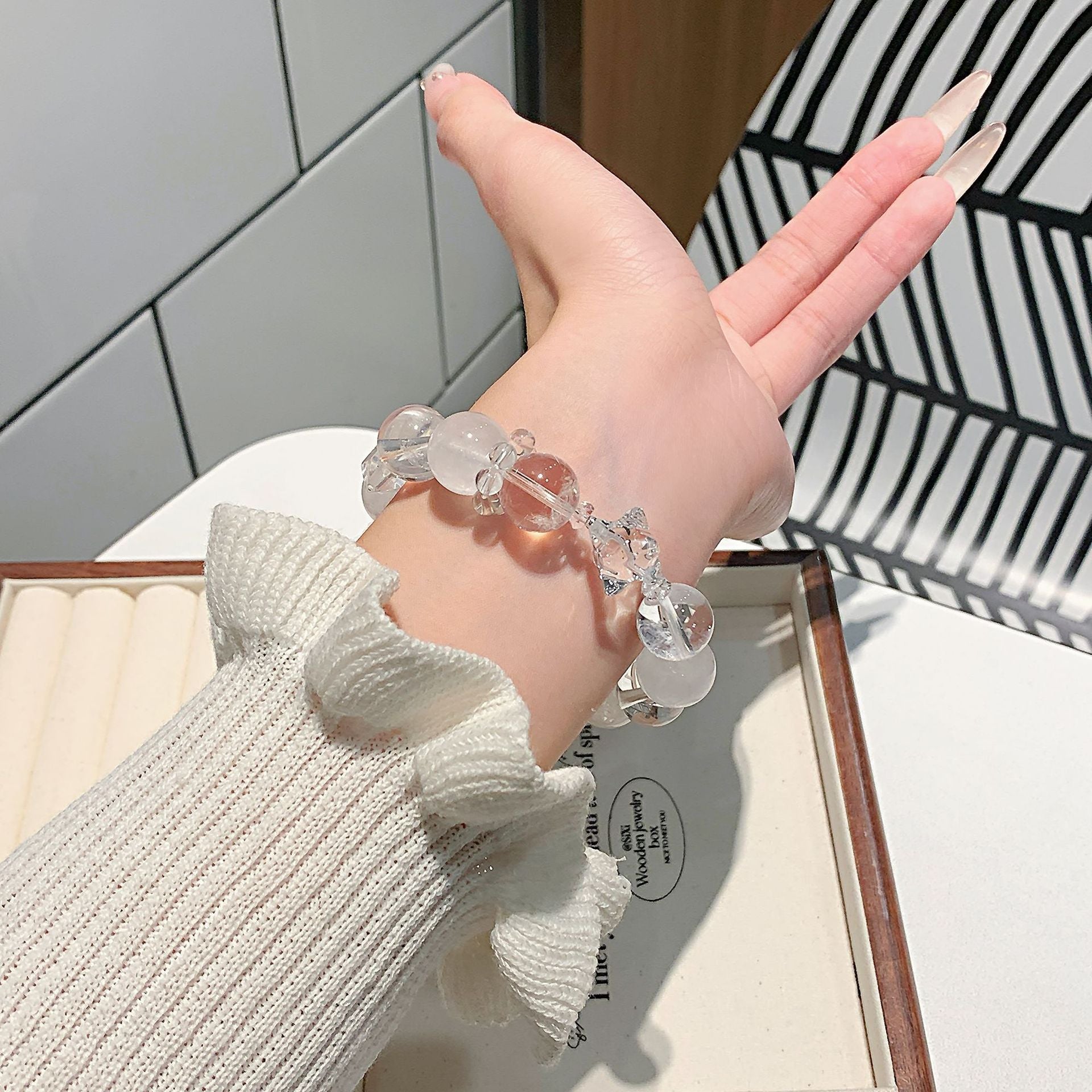 Natural White Crystal Bracelet White Crystal Lucky Bracelet Unique Design Gift Jewelry Crystal Bracelet