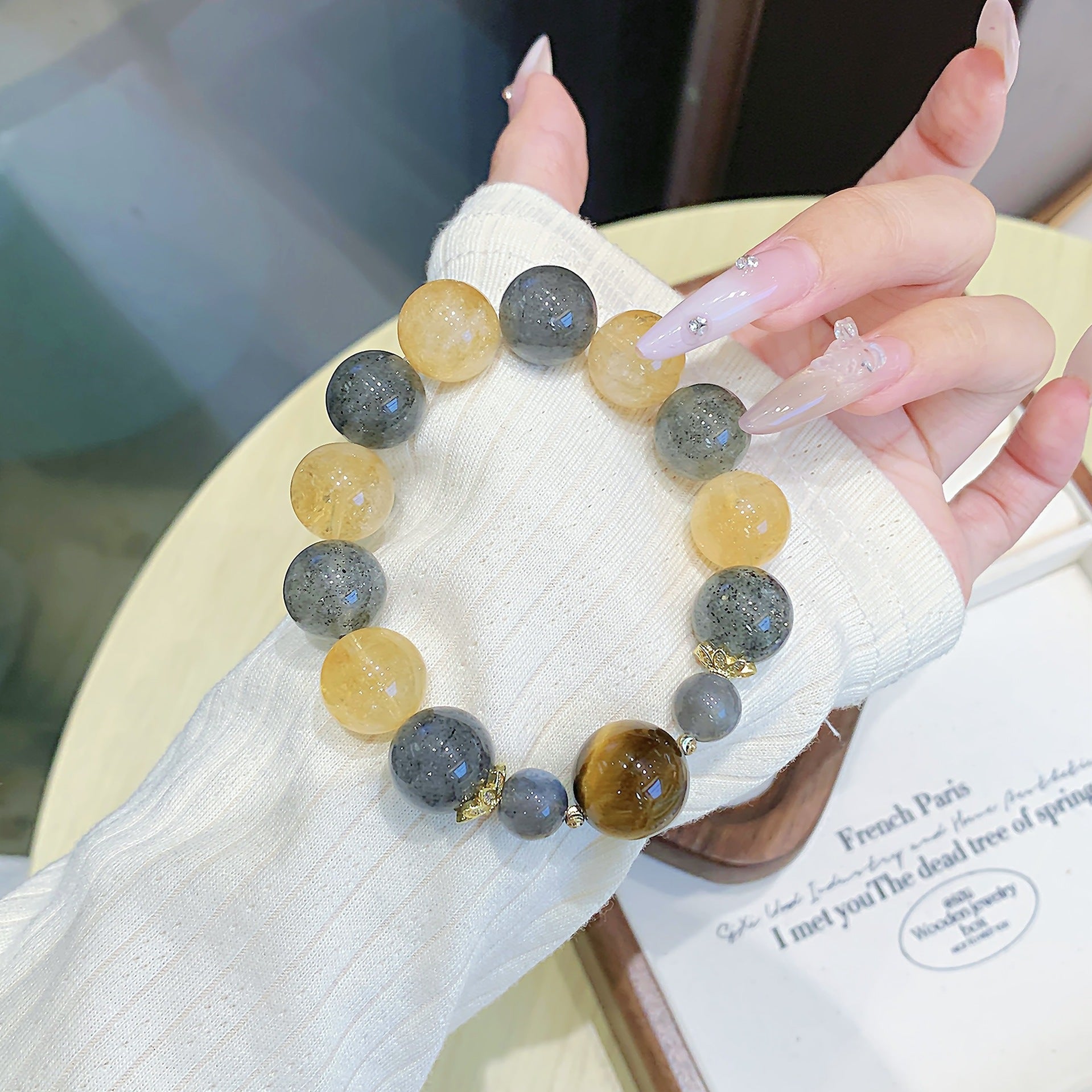 Natural Yellow Acai Crystal Bracelet Single Loop Handmade Jewelry Wholesale Lucky Bracelet