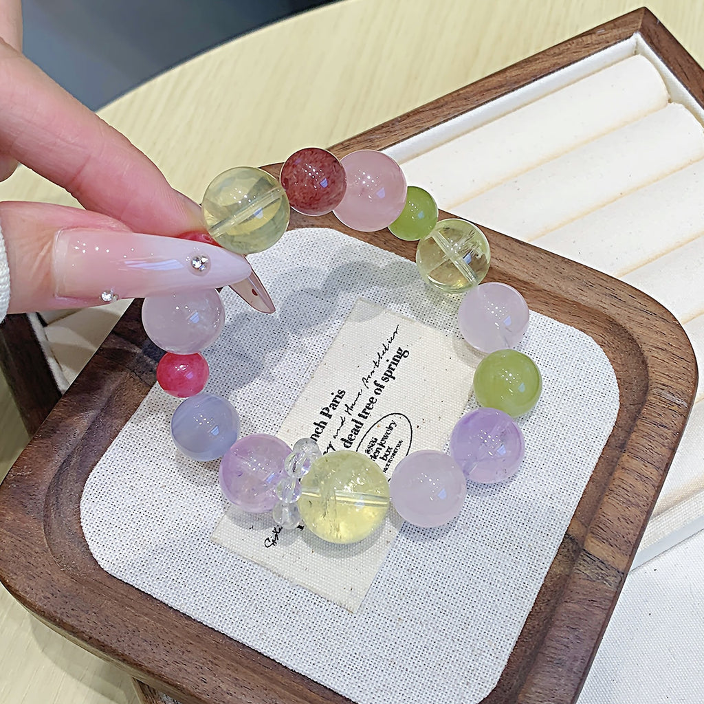 Pink Crystal Bracelet for Women Peach Blossom Crystal Jewelry Gift for Best Friend's Birthday Pink Quartz diy Bracelet