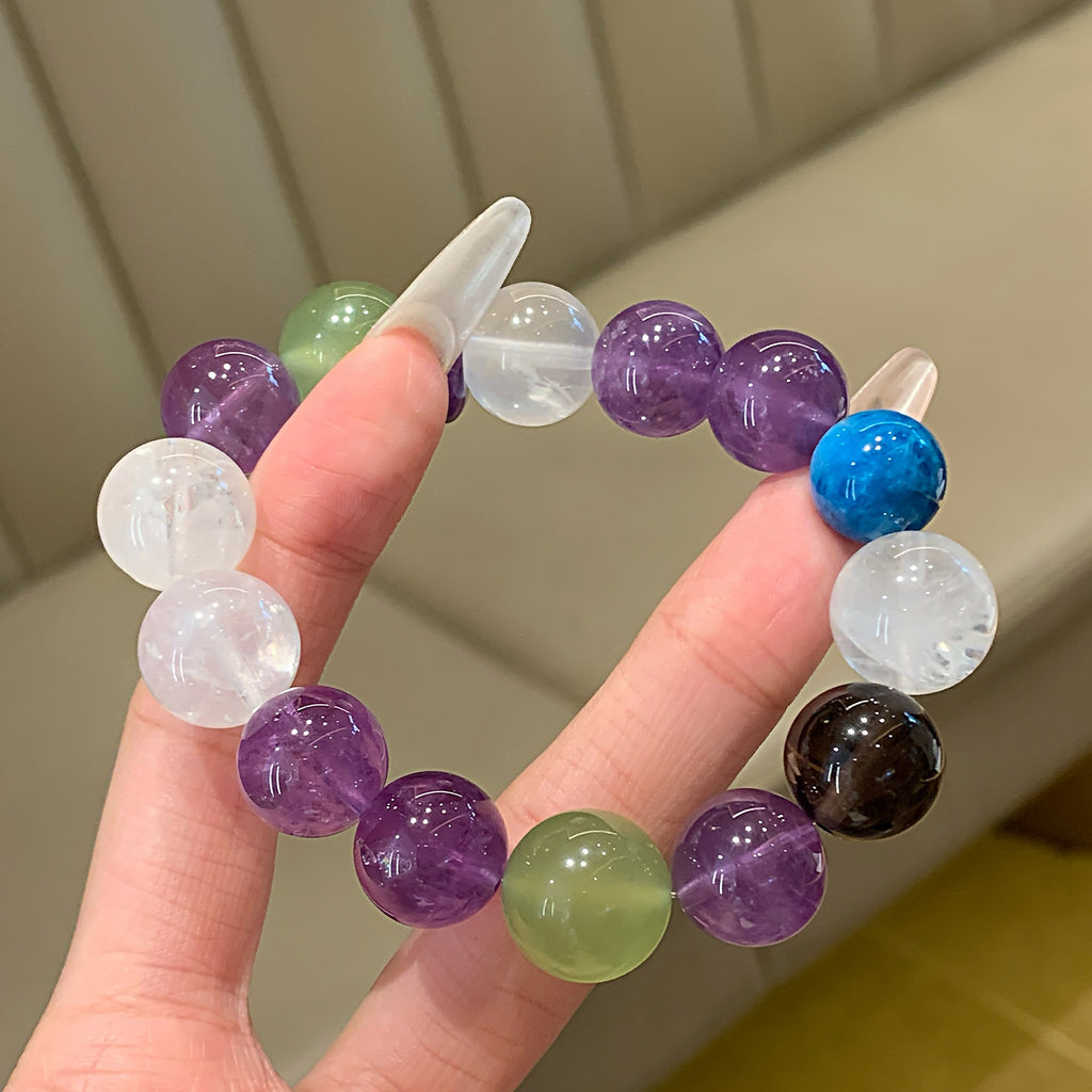 Xiaohongshu Same Style Natural Multi-Gem Amethyst White Phantom Bracelet Snowflake Ghost Bracelet Ornament Crystal Bracelet