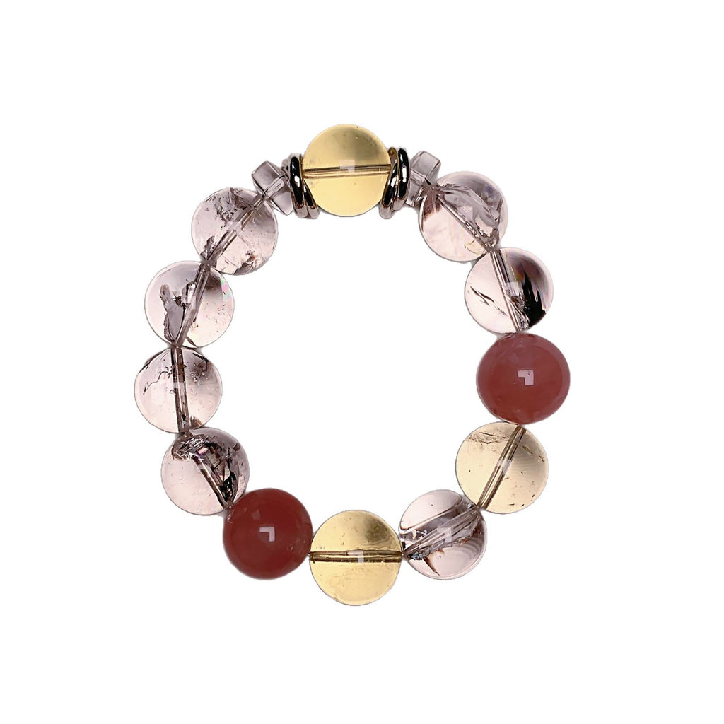 Natural Crystal Multi-Gem Bracelet Fortune-Attracting Beads with Unique Design Sense Light Luxury Hand Jewelry Gift Lemon Crystal Bracelet