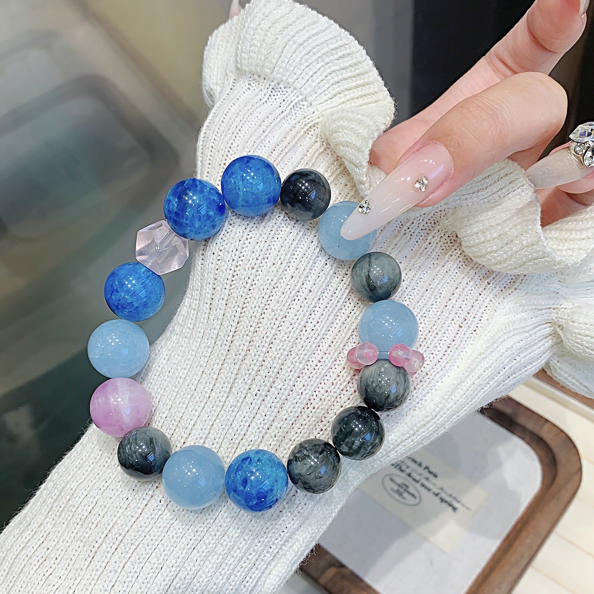 Aquamarine Crystal Bracelet diy Prosperous Career Amulet Natural Crystal Bracelet Light Luxury Multi-Gemstone Crystal Bracelet