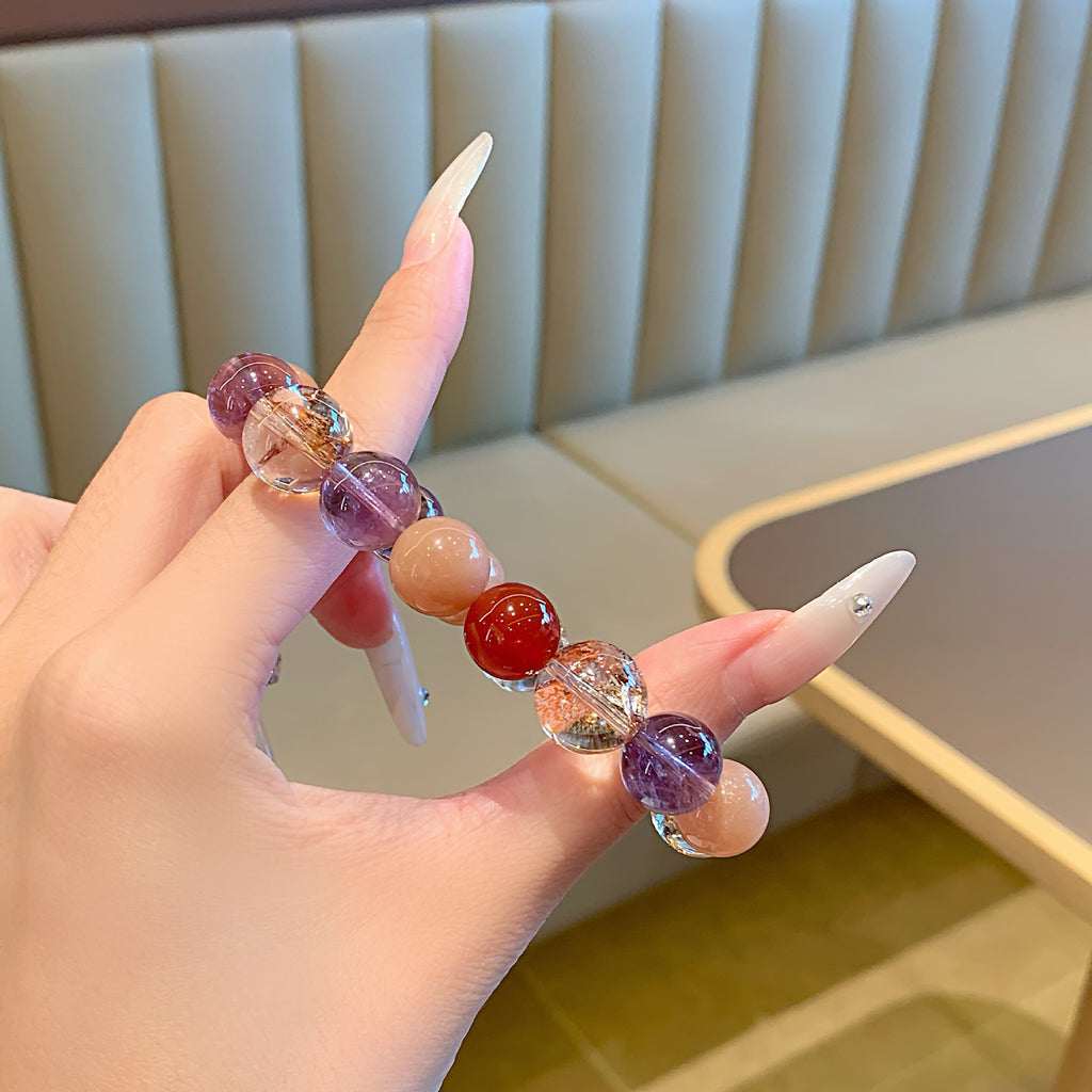 Gold Foil Explosion Multi-Gem Bracelet Natural Amethyst Gold Foil Explosion Bracelet Original Design Natural Crystal Bracelet