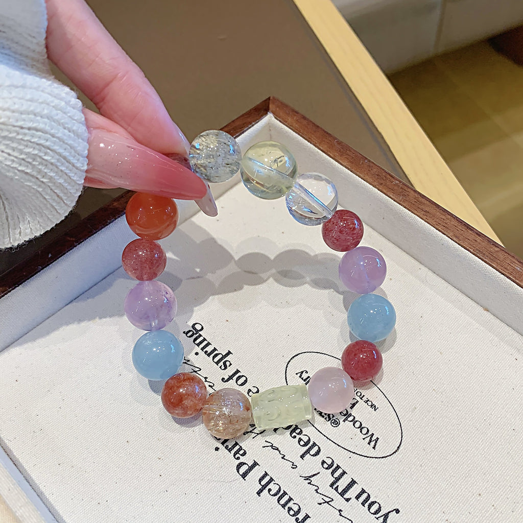 Natural Strawberry Quartz Jewelry Bracelet Original Niche Design Fashion diy Bracelet Natural Multi-Gemstone Crystal Bracelet