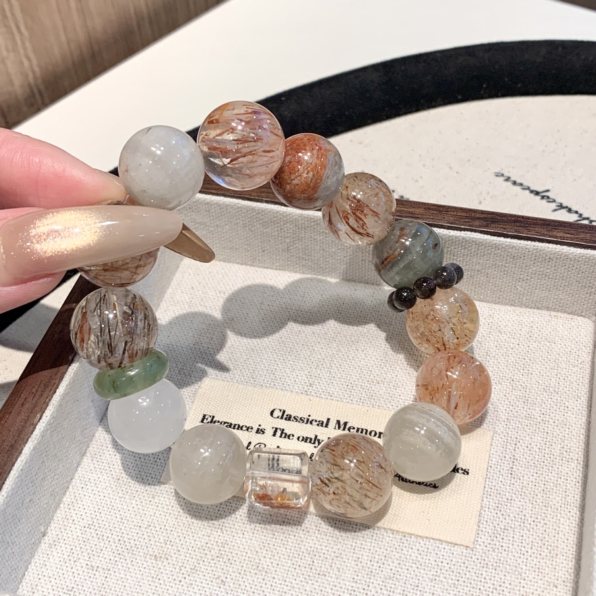 Natural Black Gold Super Seven Bracelet Beaded Jewelry Natural Crystal Bracelet Black Gold Super Seven Crystal Bracelet