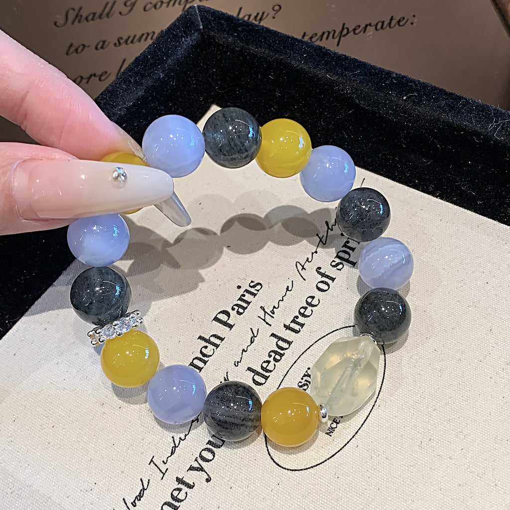 Natural Blue Agate Crystal Bracelet Fashion Design Bracelet Hand Chain TikTok Xiaohongshu Live Supply Bracelet