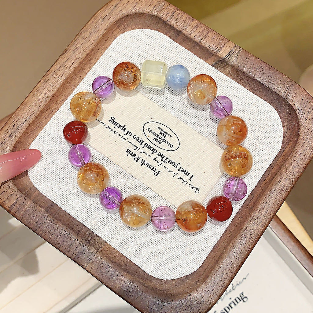 Natural Crystal Bracelet Jewelry diy Natural Crystal Bracelet Cross-border Hot-Selling Jewelry Bracelets Yellow Pagoda Crystal Bracelet