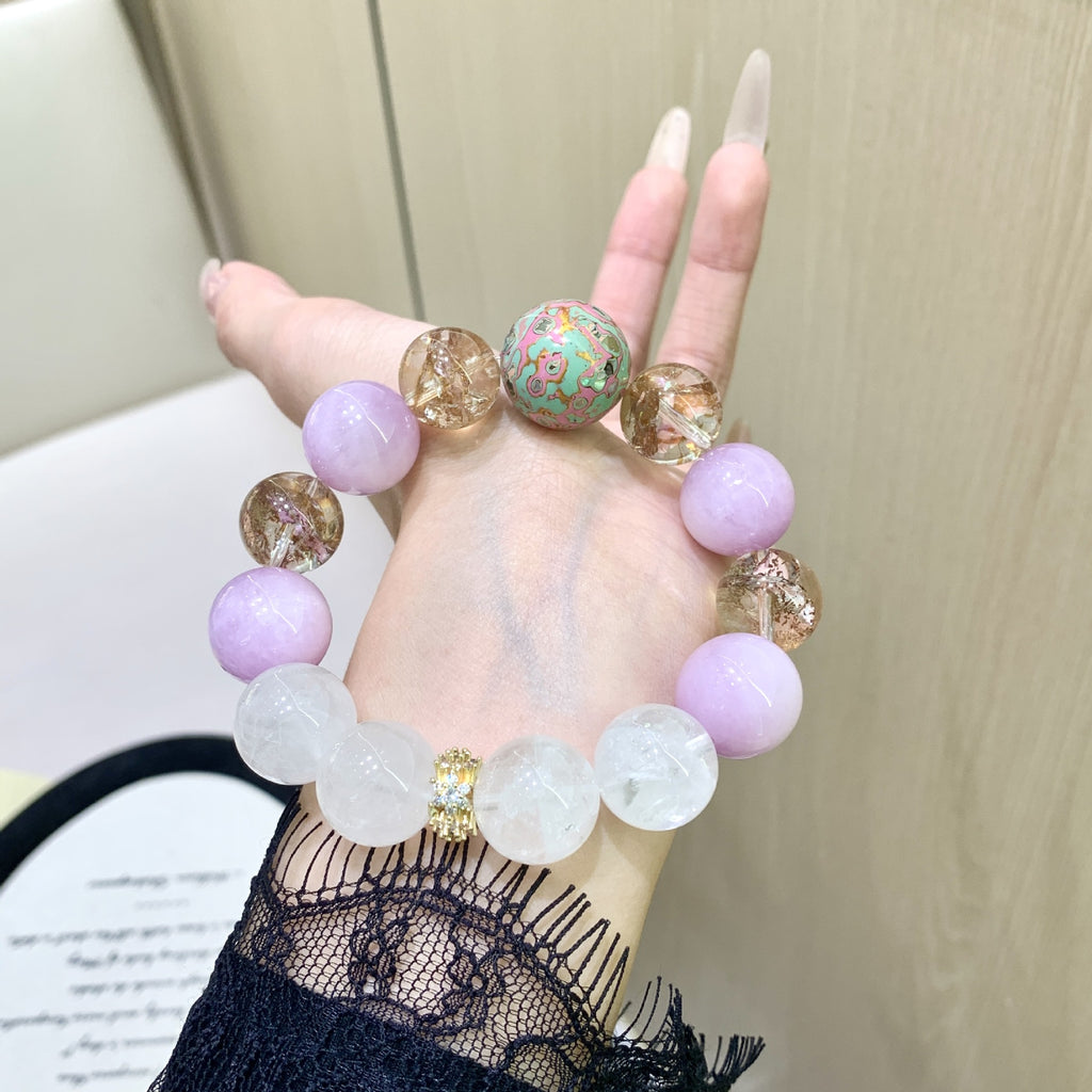 Natural Crystal Bracelet Natural Crystal Bracelet Cross-border hot Handmade Beaded Jewelry Purple Spodumene Multi-Gemstone Crystal Bracelet