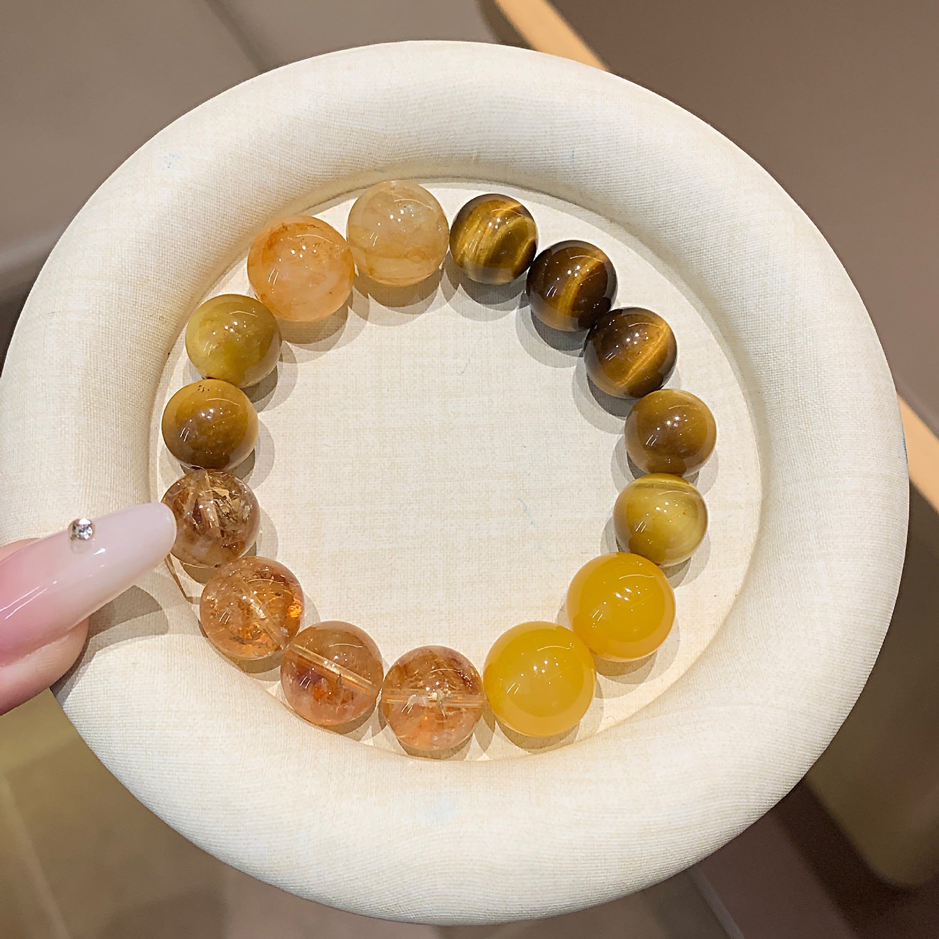 Natural Crystal Bracelet Jewelry Rifu Rifu Yellow Tiger Eye Birthday Gift for Men and Women Yellow Tiger Eye Crystal Bracelet