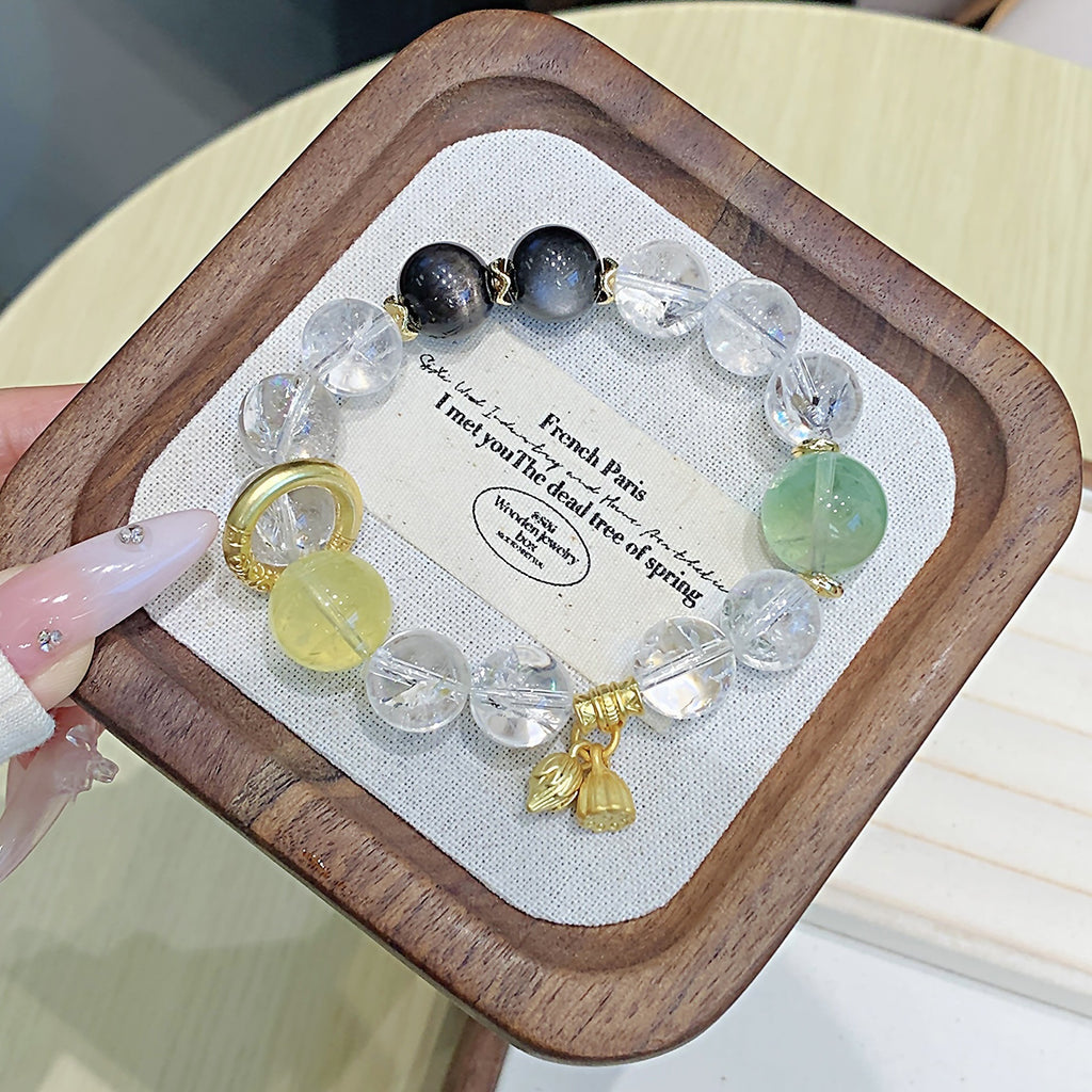 Natural White Assai White Crystal Bracelet Beaded Bracelet diy Natural Crystal Hot-Selling Jewelry Jewelry Crystal Factory