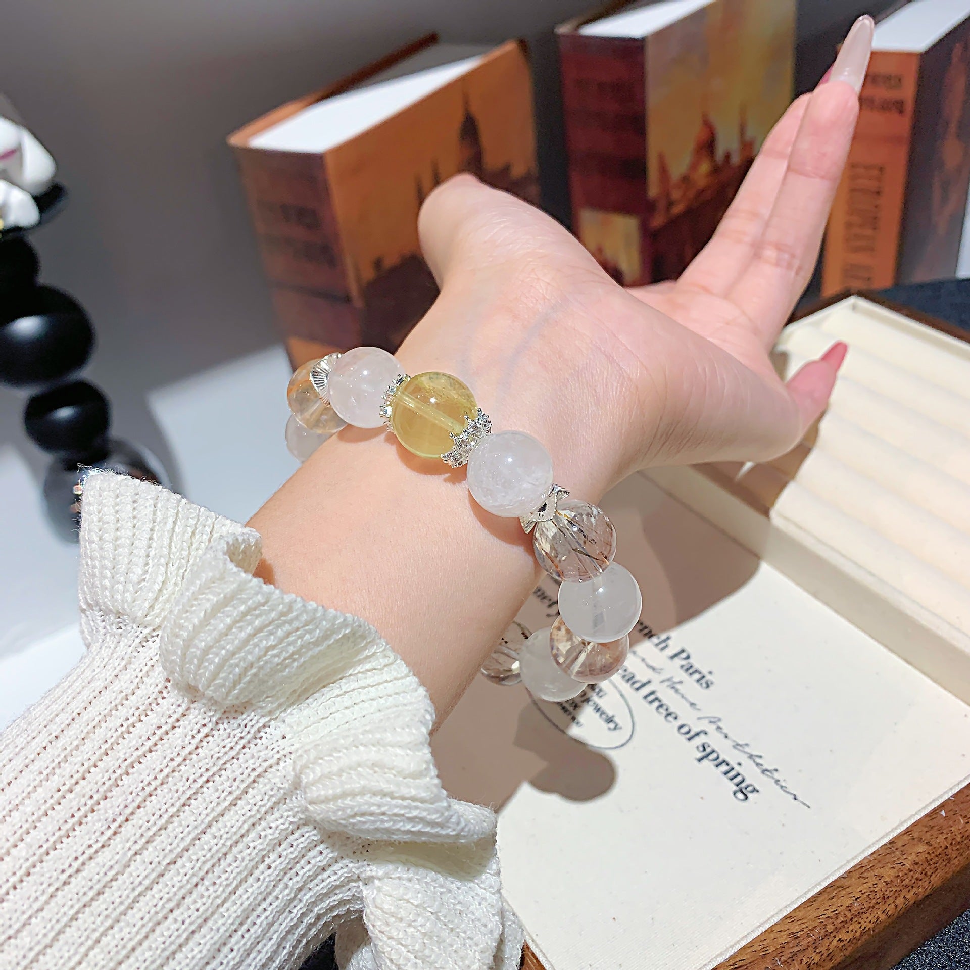 White Ghost Crystal Bracelet diy Original design light luxury high-end bracelet Cross-border Hot-Selling Hand Jewelry Crystal Beads