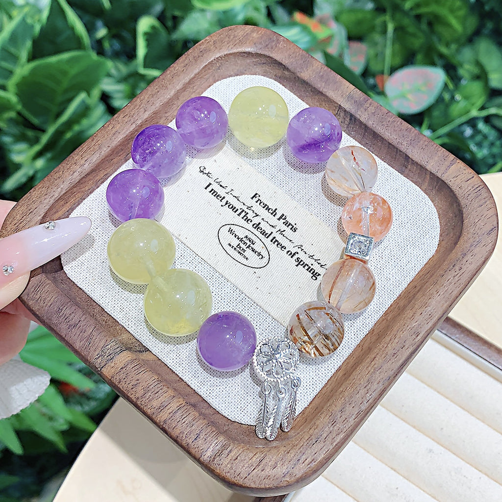Natural Crystal Jewelry Bracelet Amethyst Lemon Crystal Bracelet Factory Wholesale Luxurious and High-End Feel Bracelet