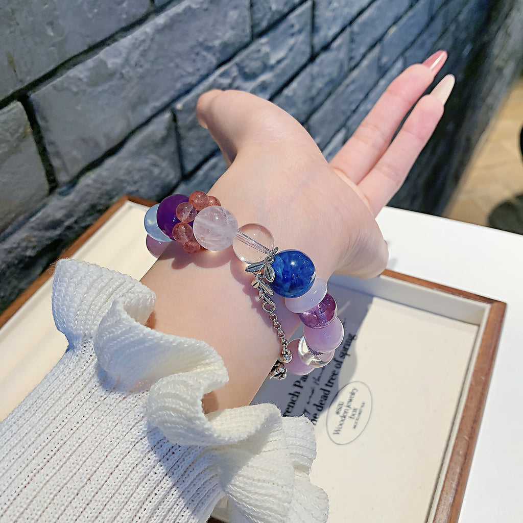 Natural Aquamarine Crystal Bracelet Colorful Multi-Gem Crystal Bracelet Unique Design Bracelet diy Crystal Chain