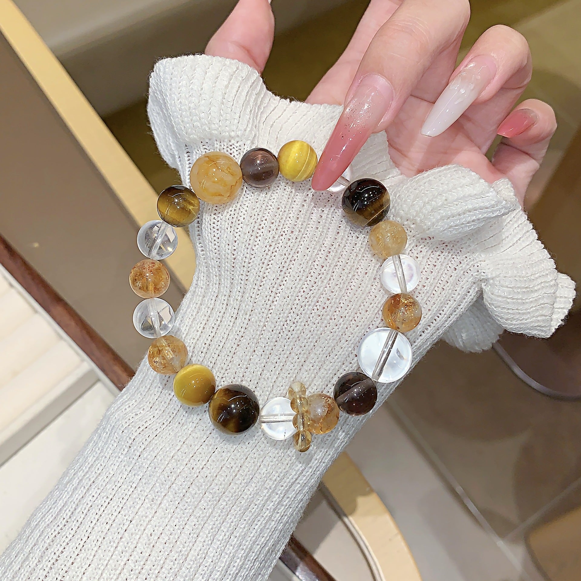 Original New Yellow Tiger Eye Bracelet Elegant and Versatile Bracelet Original Design Yellow Tiger Eye Crystal Bracelet
