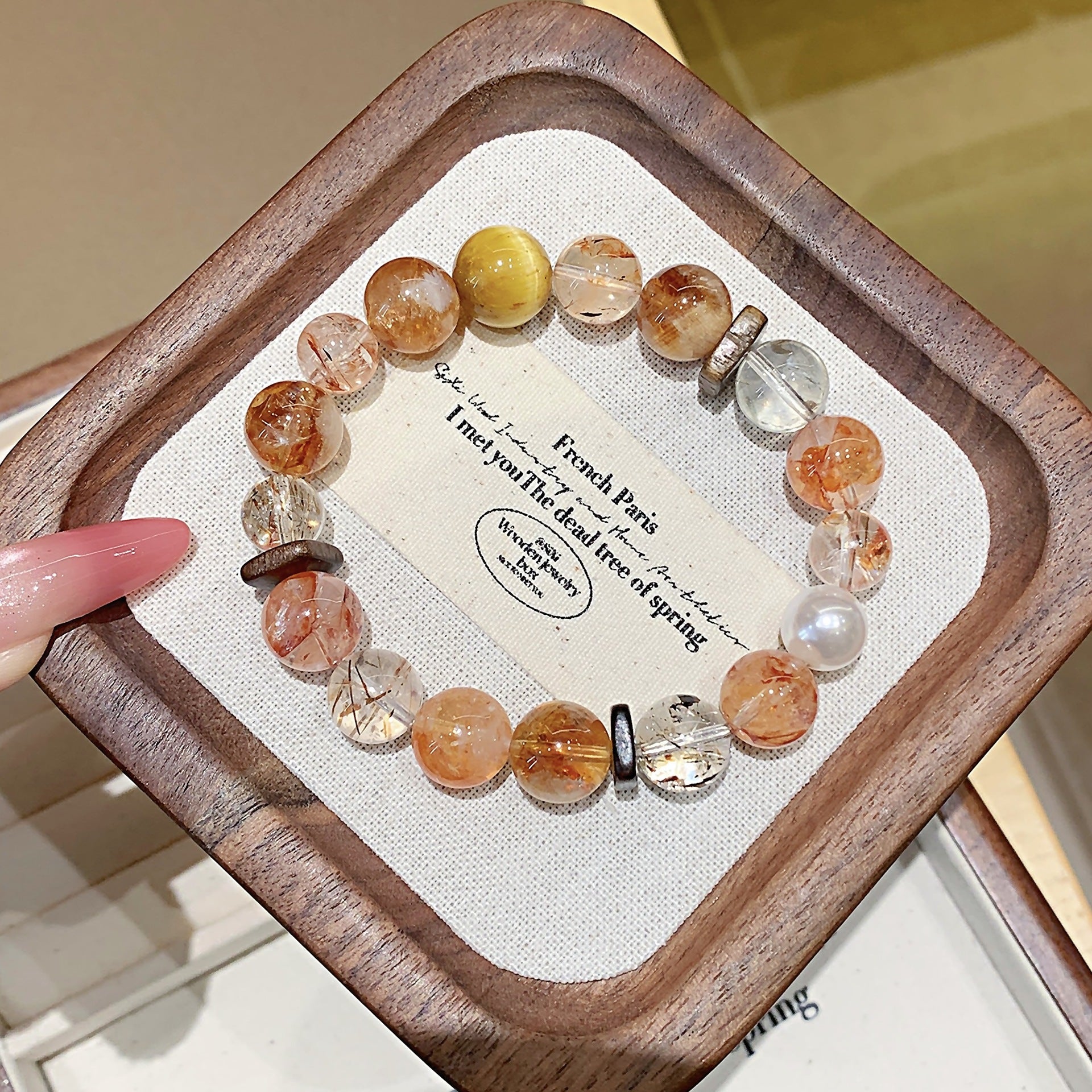 Red Glue Flower Crystal Bracelet diy Wholesale Crystal Bracelets Natural Crystal Beaded Jewelry Red Gum Flower Crystal Bracelet