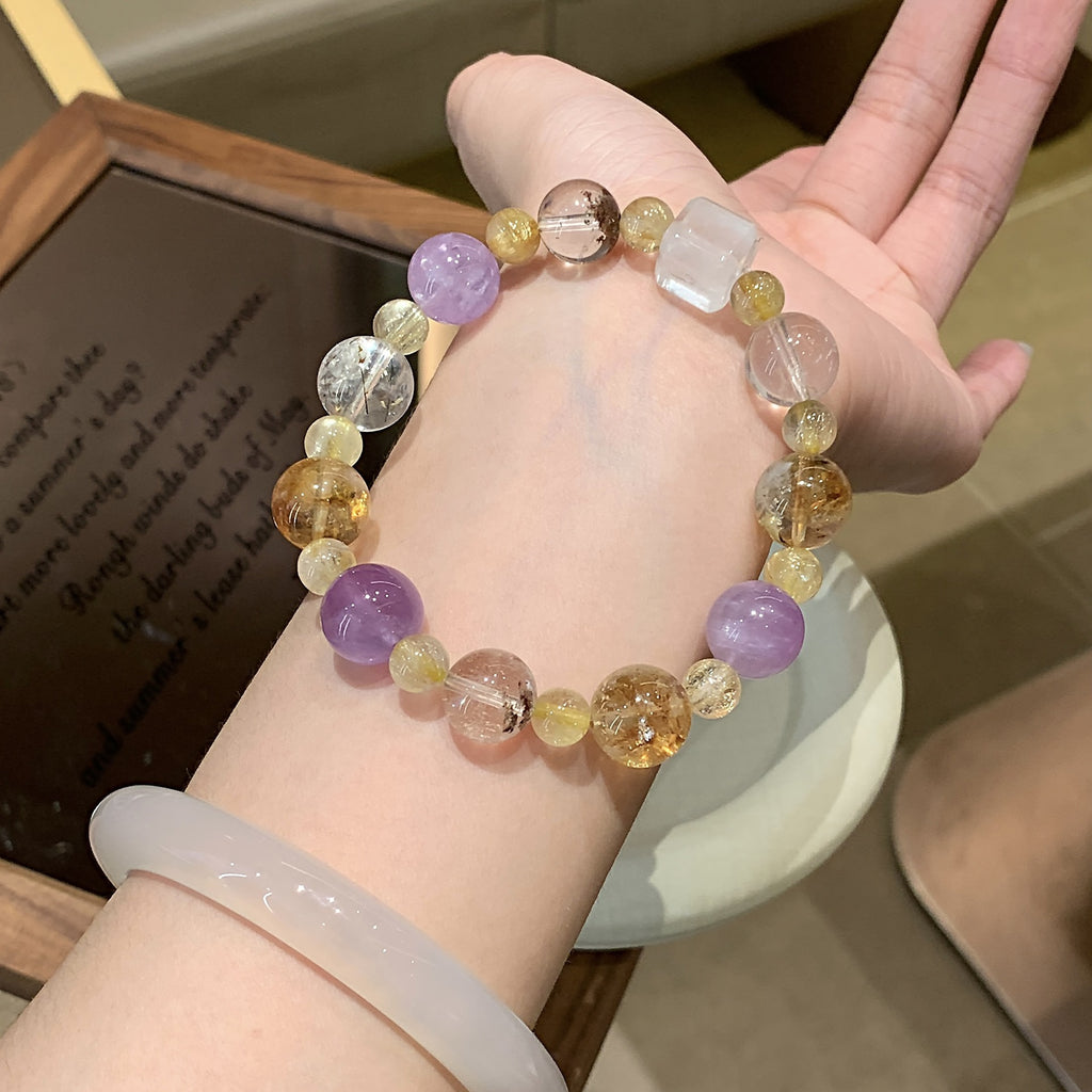 Natural Crystal Bracelet Natural Crystal Bracelet Cross-border hot Handmade Beaded Jewelry Yellow Pagoda Crystal Multi-Treasure Crystal Bracelet