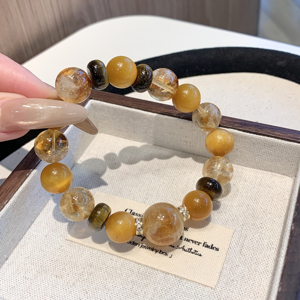Natural Golden Tiger Eye Yellow Crystal Golden Tyrant Comprehensive Bracelet for Women Wealth Attraction and Luck Turnaround diy Beaded Bracelet Crystal Bracelet