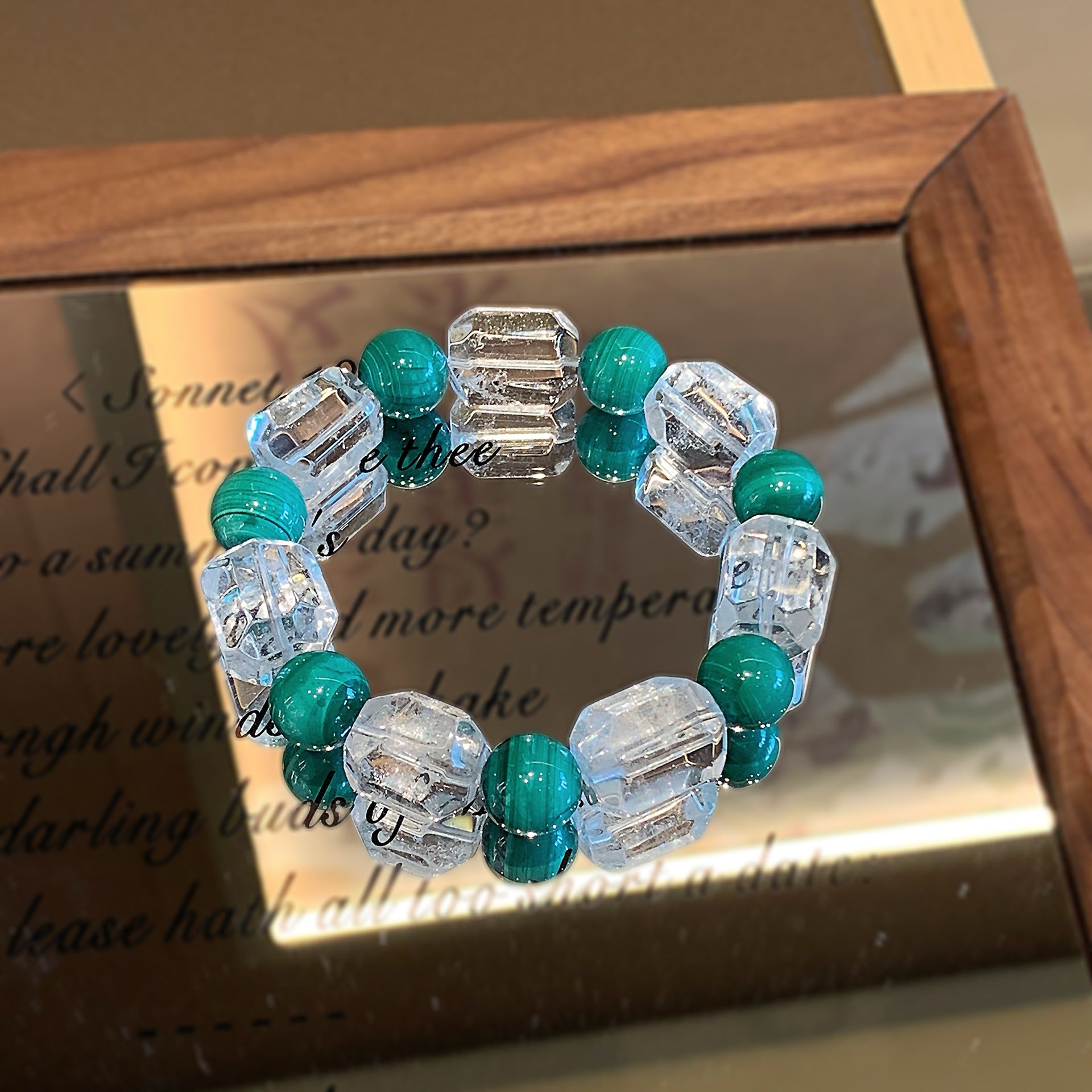 Natural White Crystal Faceted Sugar Cube Bracelet Crystal String Rubik's Cube Accessories Original Design Malachite Crystal Bracelet