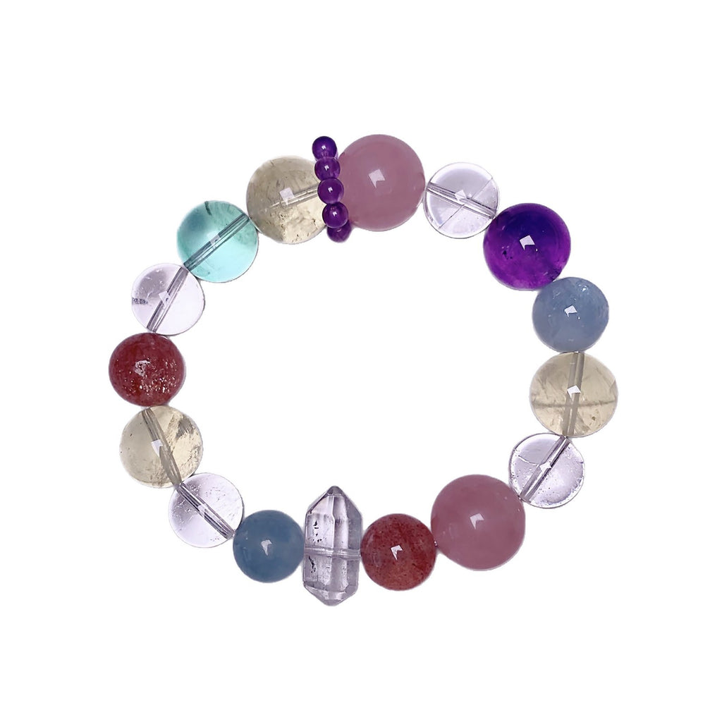 Macaron Crystal Round Bead Multi-Gem Bracelet Women's Hand Jewelry Accessories Fresh Bracelet Design Strawberry Crystal Bracelet