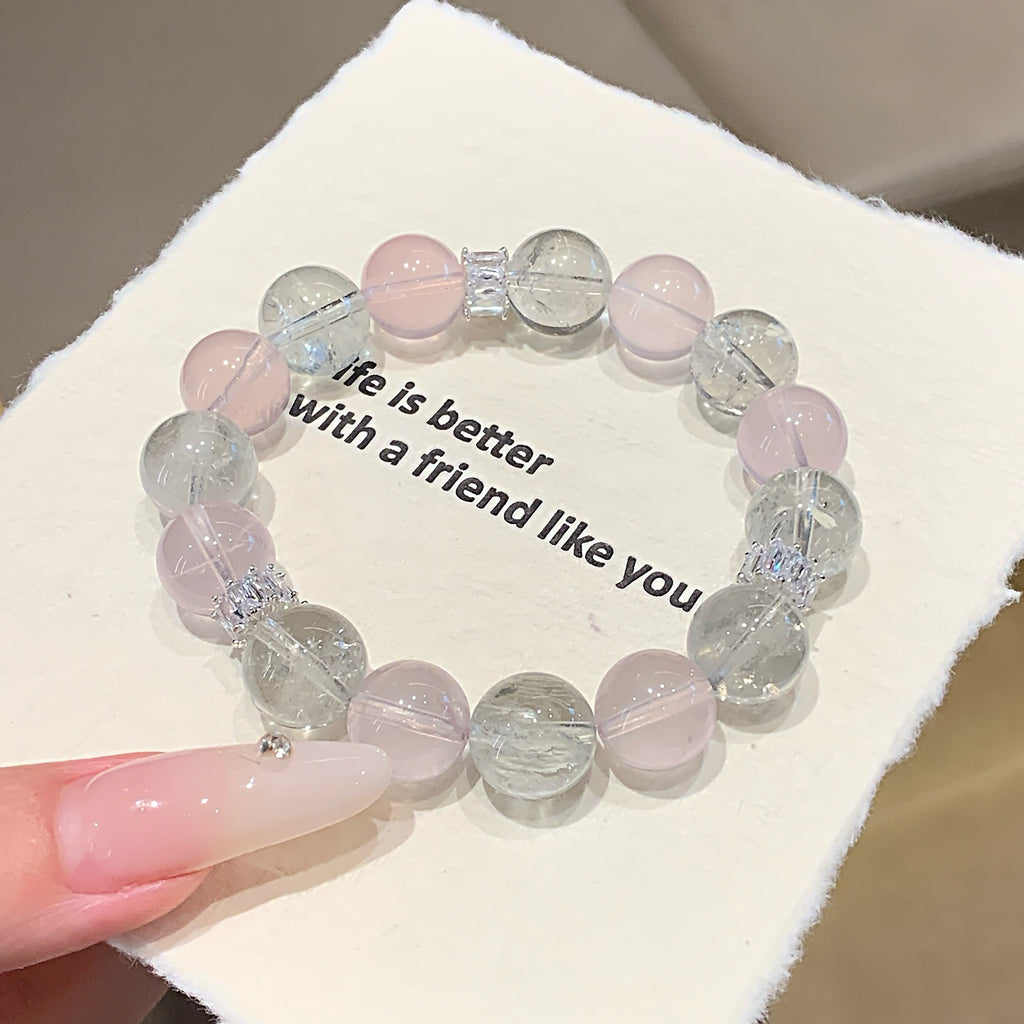 Original Design Natural Starlight Pink Crystal White Crystal Bracelet Bracelet TikTok and Xiaohongshu Hot-Selling Crystal Bracelet