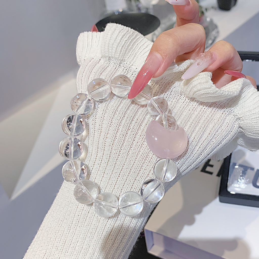 Natural White Crystal Bracelet Simple Style Natural Pink Crystal Single Circle Bracelet for Women Xiaohongshu Hot-Selling Bracelet Wholesale