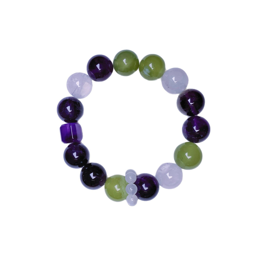 Natural Multi-Gemstone Crystal Bracelet Amethyst Lemon White Phantom Original Design Bracelet Uruguay Amethyst