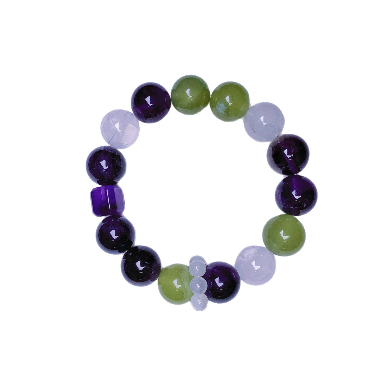 Natural Multi-Gemstone Crystal Bracelet Amethyst Lemon White Phantom Original Design Bracelet Uruguay Amethyst