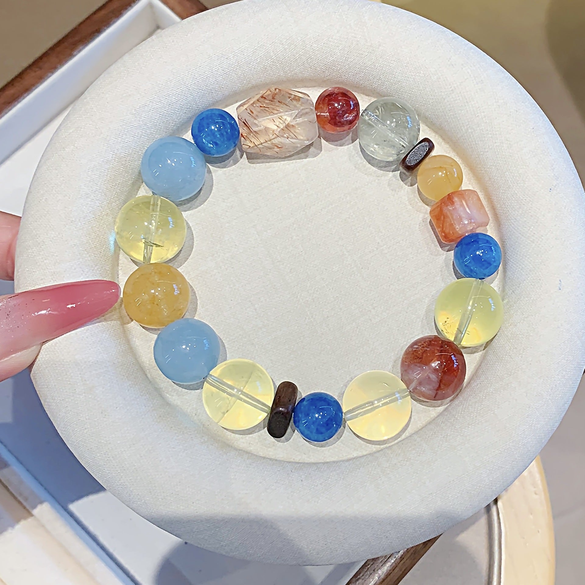 Original Natural Lemon Crystal Bracelet Rainbow Color Multi-Gem Bracelet Jewelry Natural Crystal Multi-Gemstone Bracelet