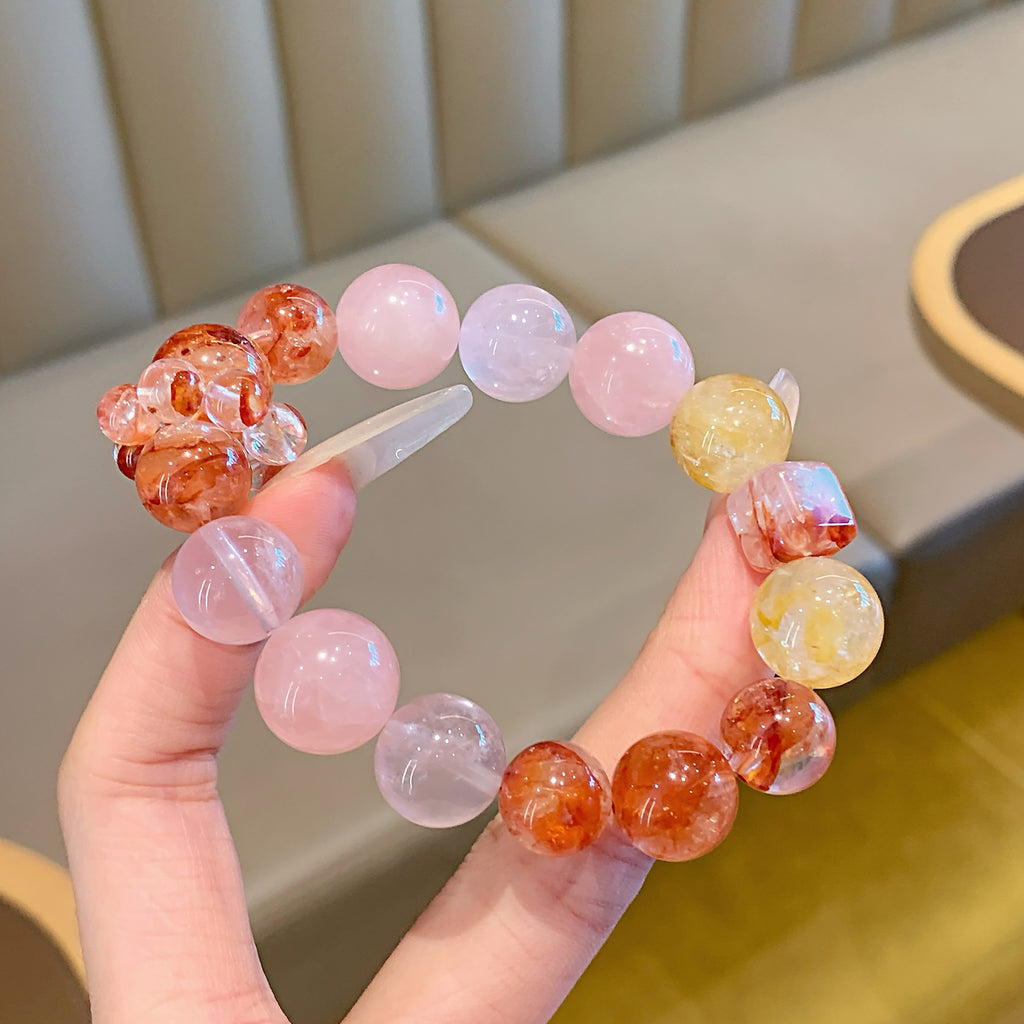 Large Particle Pure Natural Crystal Red Agate Flower Bracelet Energy Stone Genuine Exquisite Women's Jewelry Gift for Girlfriend