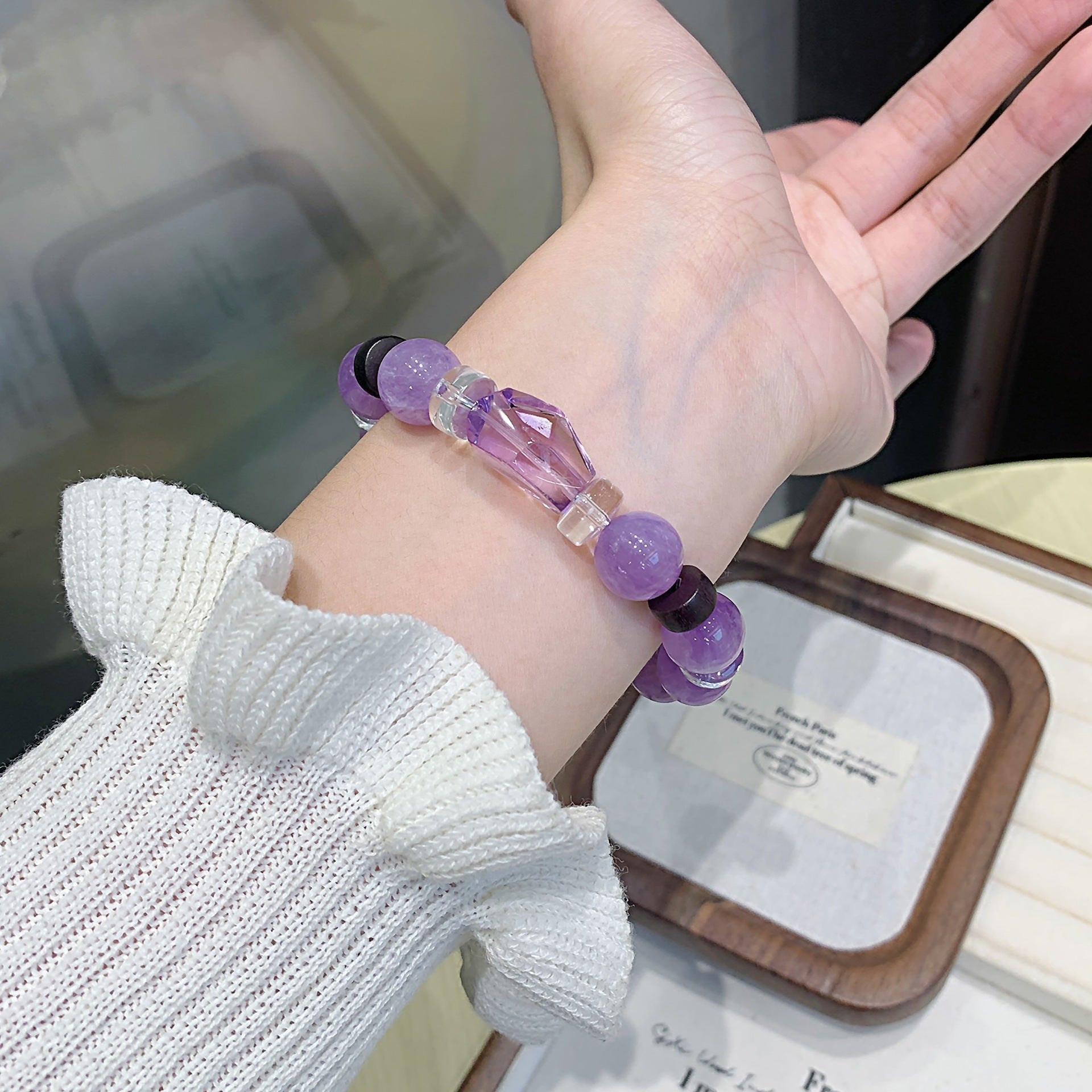 Natural Amethyst Bracelet for Women Original Design Crystal Bracelet High-end Good Luck Birthday Gift Crystal Beads