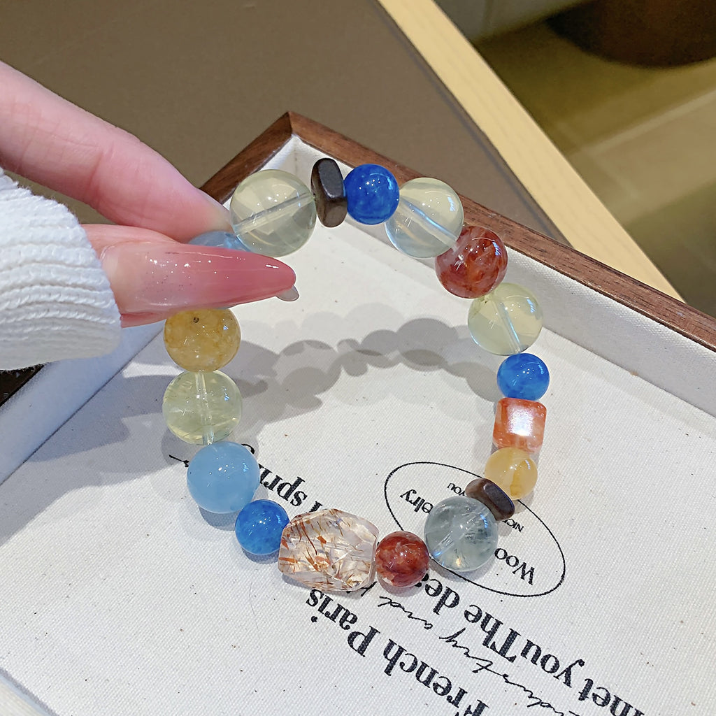 Original Natural Lemon Crystal Bracelet Rainbow Color Multi-Gem Bracelet Jewelry Natural Crystal Multi-Gemstone Bracelet