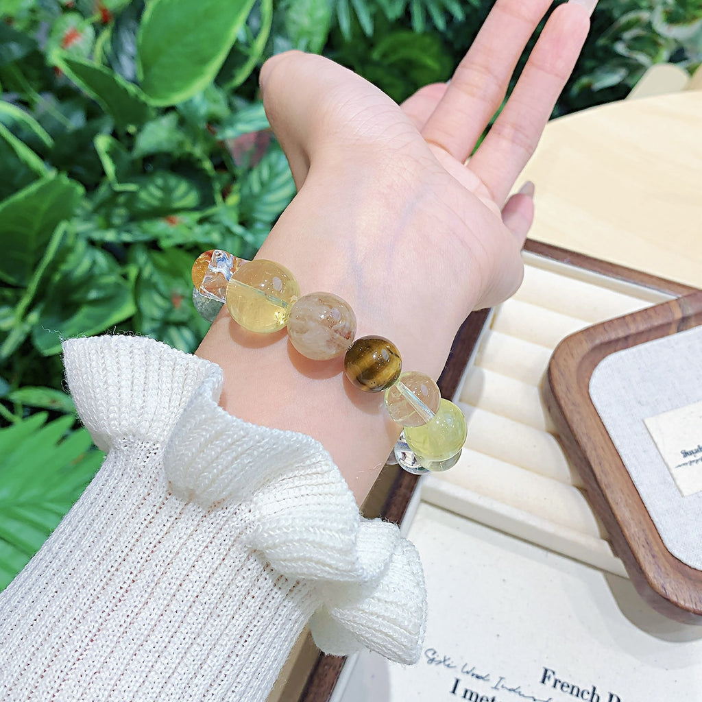 Yellow Tiger Eye Natural Crystal Bracelet Lucky Charm Bracelet diy Original Design Light Luxury Hand Jewelry String2025