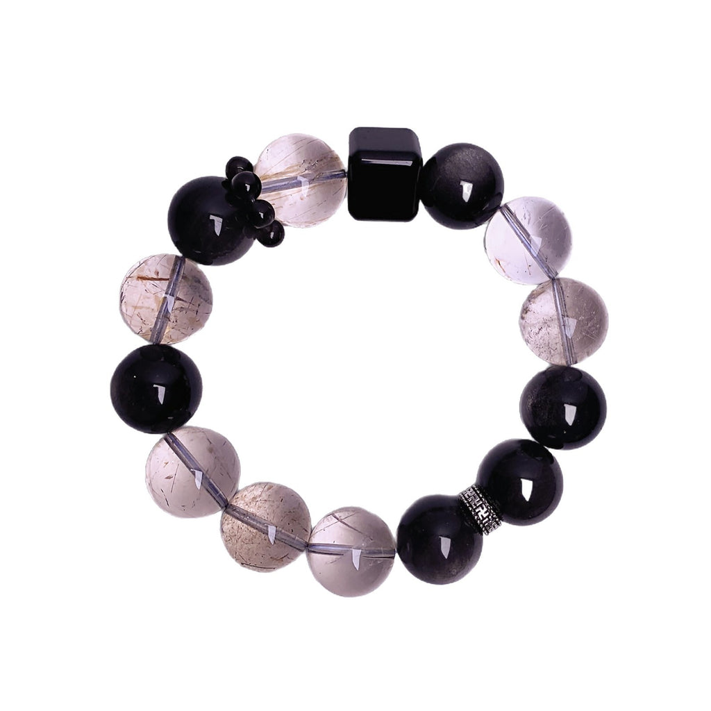 Natural Crystal Silver Crystal Design Bracelet Large Particle Smoky Quartz Crystal Bracelet Crystal Hand Jewelry diy