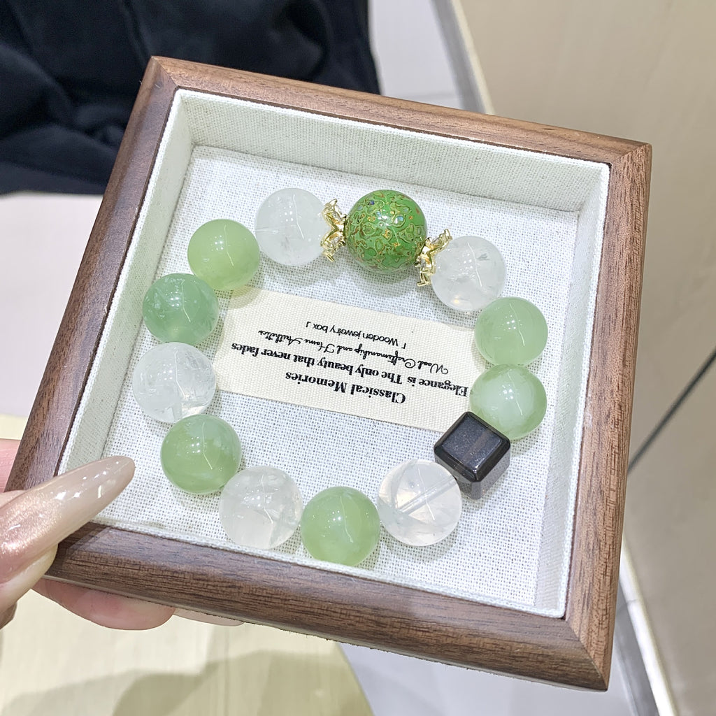 Natural Crystal Bracelet Qingti Milk Cover Xiuyan Single Circle Crystal Bead Original Design Fashion Simple Light Luxury Wholesale