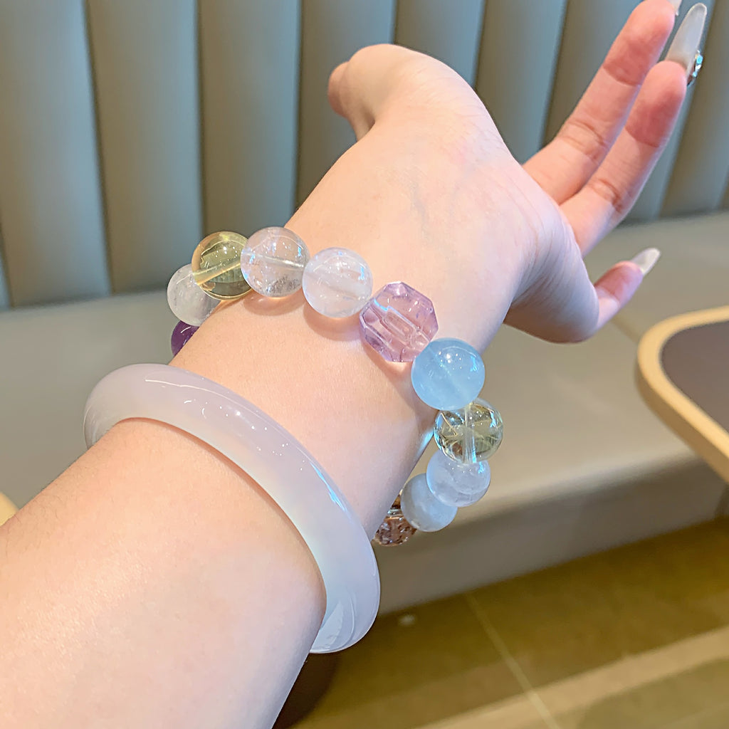 Natural Crystal Multi-Gemstone Bracelet Original Design Aquamarine Amethyst Citrine Fashion Crystal Bracelet Wholesale